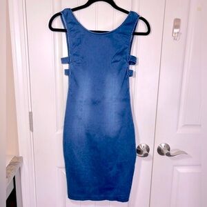 Mebon Stretch Blue Denim Cut-Out Mini Dress Size Small NWT
